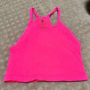 Free people workout tank in hot pink.